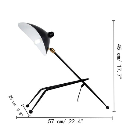 Lámpara de mesa moderna con trípode de metal