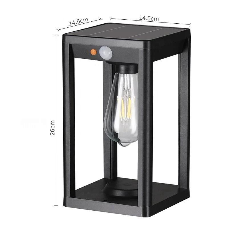 Luz de columna solar LED para exteriores con sensor de movimiento