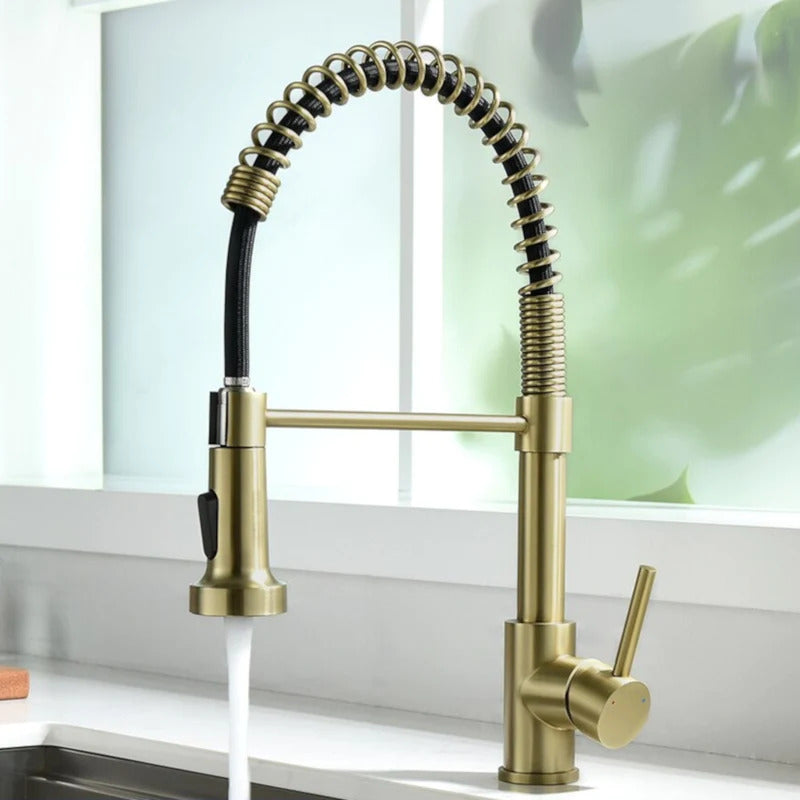 Grifo de cocina moderno con rociador extraíble de resorte