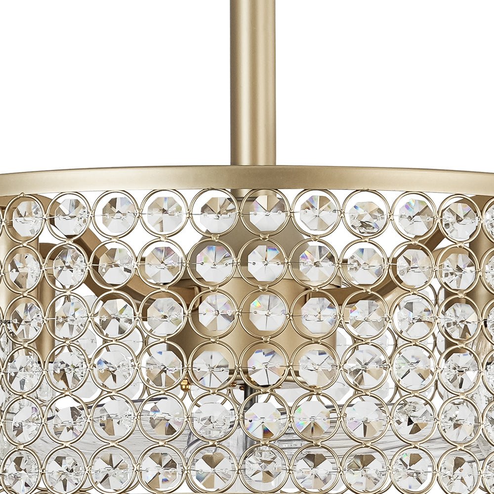 Lámpara de ventilador de techo moderna con cristal