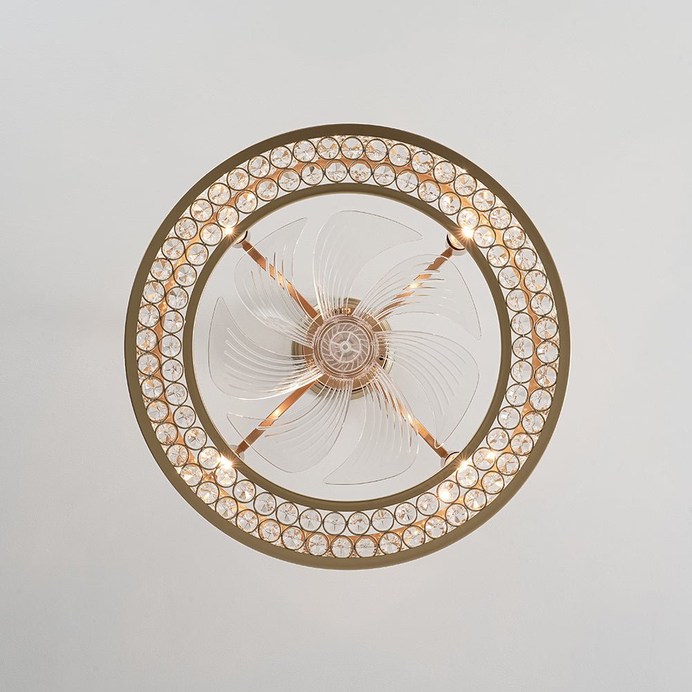 Lámpara de ventilador de techo moderna con cristal