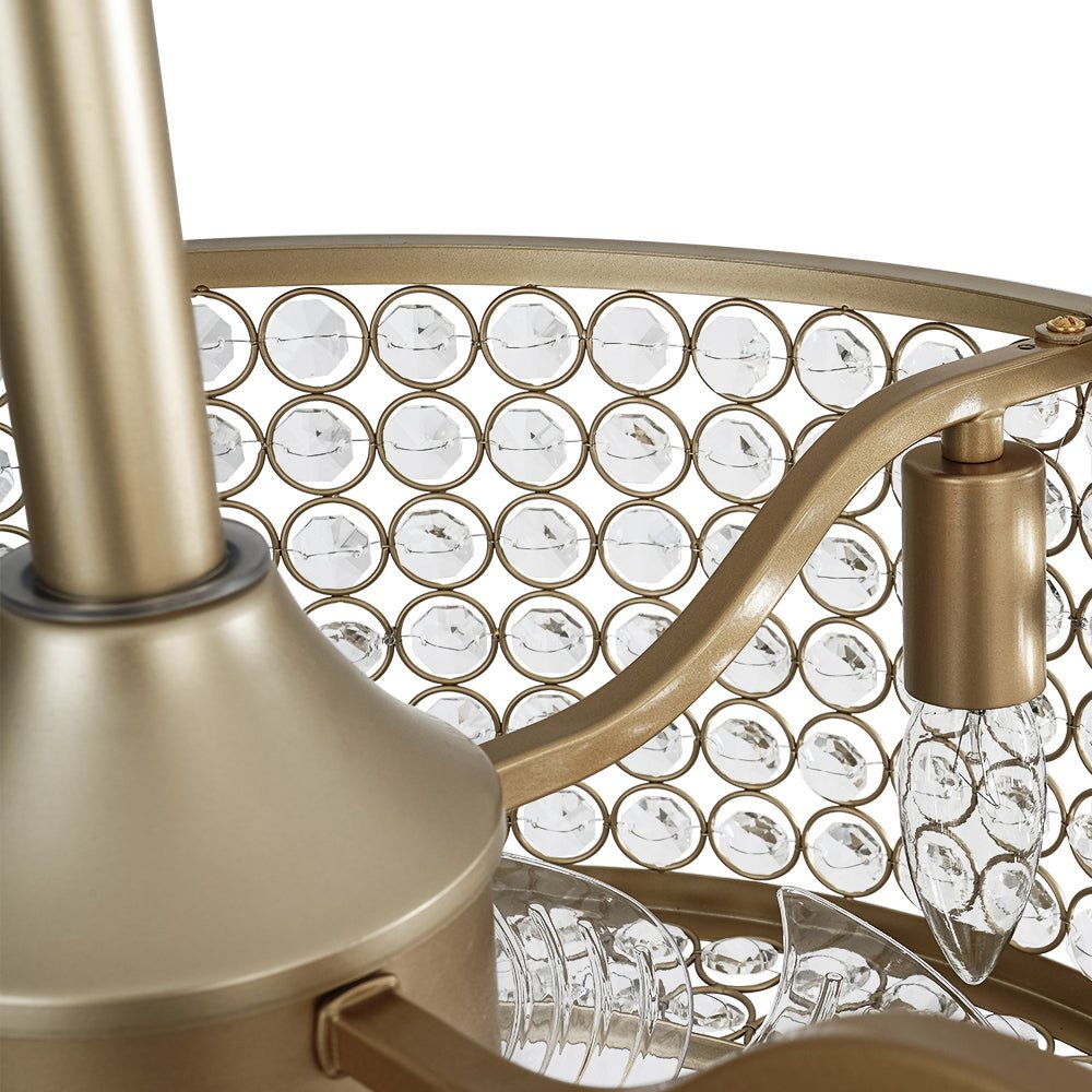 Lámpara de ventilador de techo moderna con cristal