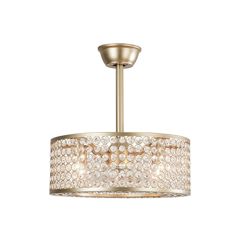 Lámpara de ventilador de techo moderna con cristal