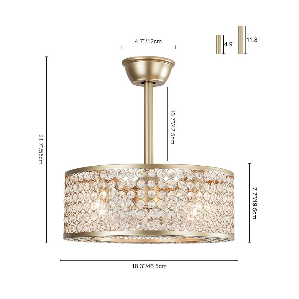 Lámpara de ventilador de techo moderna con cristal
