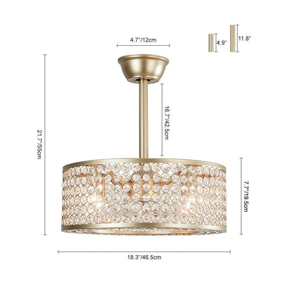 Lámpara de ventilador de techo moderna con cristal