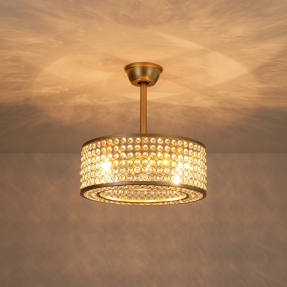Lámpara de ventilador de techo moderna con cristal